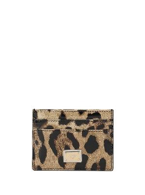 Dolce & Gabbana - Brown Leopard Print Leather Card Holder