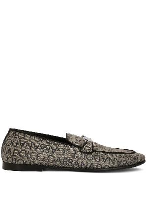 Dolce & Gabbana - Neutral Logo Print Loafers