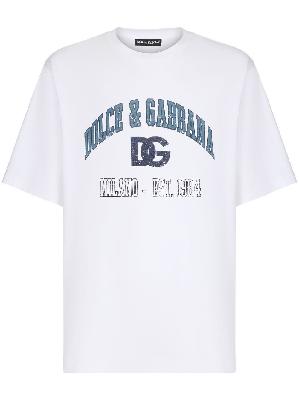 Dolce & Gabbana - White Logo Print Cotton T-Shirt