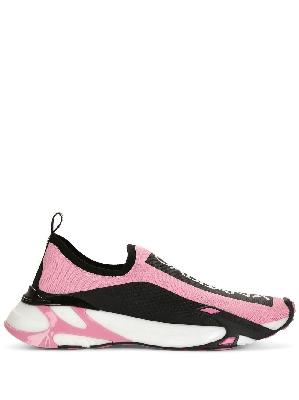 Dolce & Gabbana - Pink Logo-Print Panelled Trainers