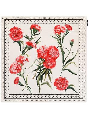 Dolce & Gabbana - White Carnation Print Silk Scarf
