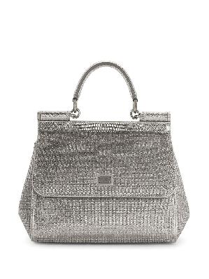 Dolce & Gabbana - Silver-Tone Sicily Crystal Embellished Top Handle Bag