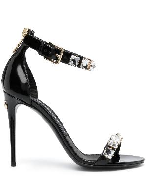 Dolce & Gabbana - Black Keira 105 Rhinestone-Embellished Sandals