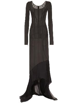 Dolce & Gabbana - Black Asymmetric Sheer Maxi Dress
