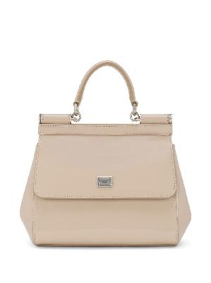 Dolce & Gabbana - X Kim Kardashian Neutral Sicily Small Leather Top Handle Bag