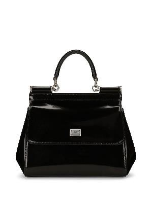 Dolce & Gabbana - Black Sicily Small Patent Leather Top Handle Bag