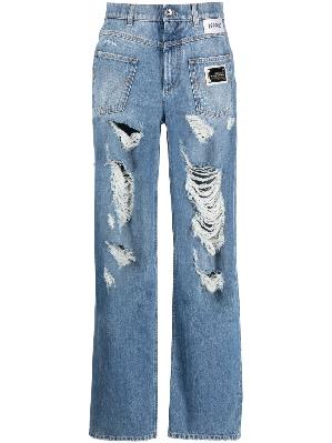 Dolce & Gabbana - Blue Distressed Straight Leg Jeans
