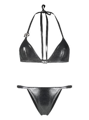 Dolce & Gabbana - Silver-Tone DG-Logo Triangle Bikini