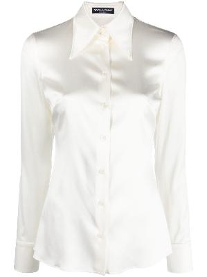 Dolce & Gabbana - White Long Sleeve Silk Shirt