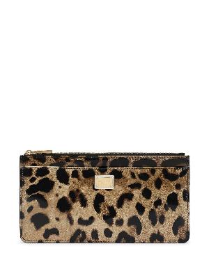 Dolce & Gabbana - Brown Leopard Print Zipped Wallet