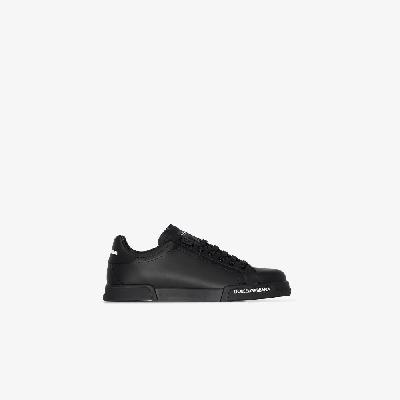 Dolce & Gabbana - Black Portofino Leather Sneakers
