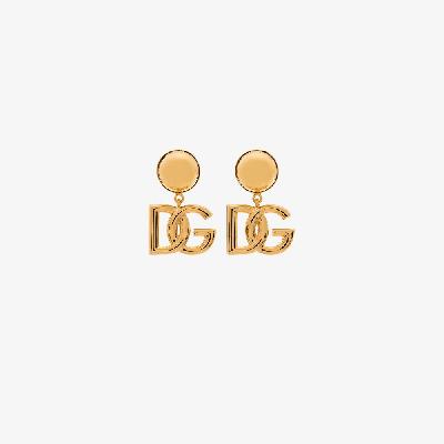 Dolce & Gabbana - Gold Tone DG Drop Earrings