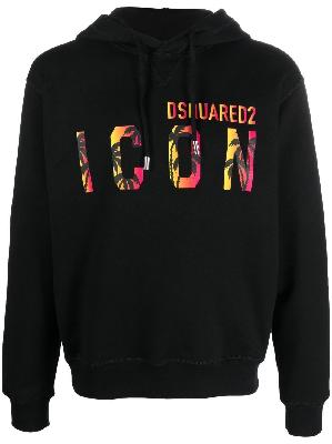 Dsquared2 - Black Icon Print Hooded Cotton Sweatshirt