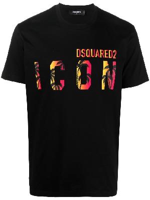 Dsquared2 - Black Icon Tropical Logo T-Shirt