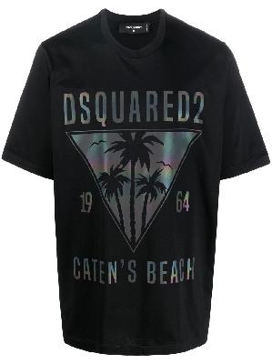 Dsquared2 - Black D2 Caten'S Beach Cotton T-Shirt