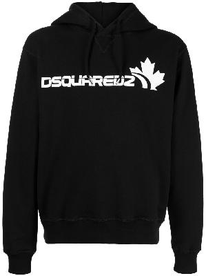 Dsquared2 - Black Logo Print Drawstring Hoodie