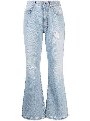 ERL - Blue Distressed Flared Jeans