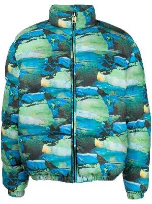 ERL - Blue Abstract Print Puffer Jacket