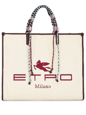 ETRO - Neutral Logo Embroidered Tote Bag