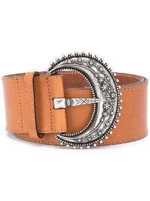 ETRO - Light Brown Embossed Buckle Leather Belt