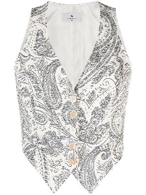 ETRO - White Paisley Print Buttoned Waistcoat