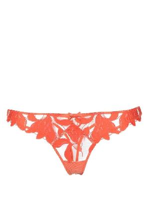 Fleur Du Mal - Lily Floral-Embroidered Hipster Thong