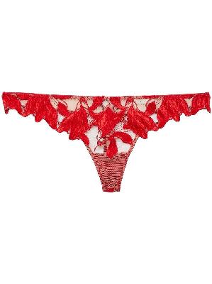 Fleur Du Mal - Red Lily Embroidered Thong
