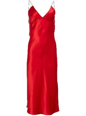 Fleur Du Mal - Red Stretch Silk Midi Camisole Dress