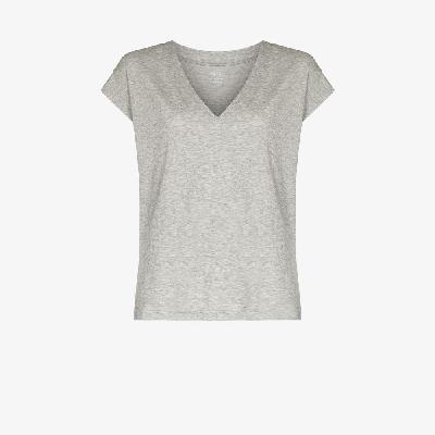 FRAME - Grey V-Neck Cotton T-Shirt