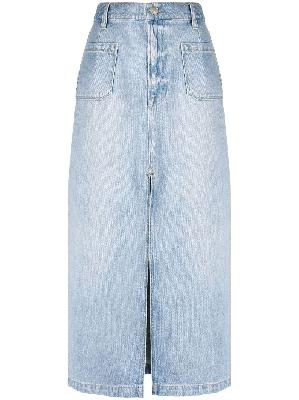 FRAME - Blue Denim Midi Skirt