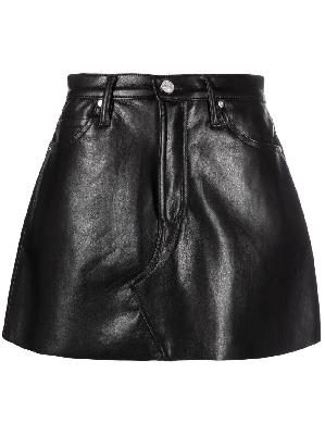 FRAME - Black Recycled Leather Mini Skirt