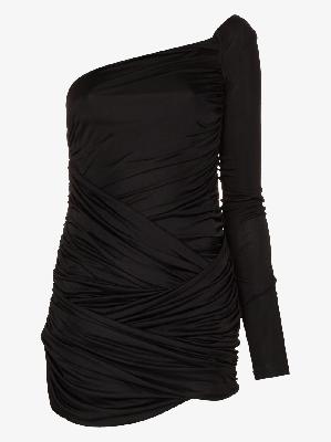 GAUGE81 - Black Valmeira Ruched One Shoulder Mini Dress