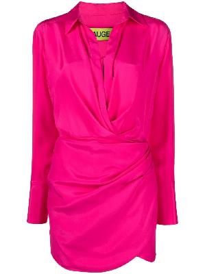 GAUGE81 - Pink Gathered Detail Silk Shirt Dress