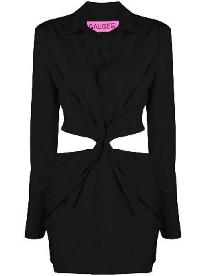 GAUGE81 - Black Twist Cut-Out Silk Shirt Dress