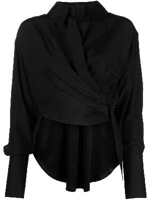 GAUGE81 - Black Sabinas Silk Wrap Shirt