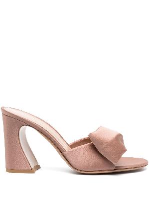Gianvito Rossi - Pink Bow Detail Satin Mules