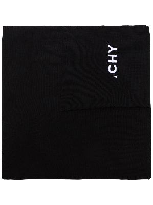 Givenchy - Black Embroidered Logo Wool Scarf