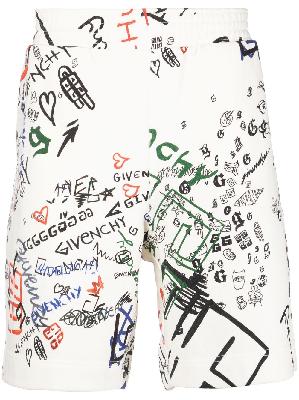 Givenchy - White Graffiti Cotton Track Shorts