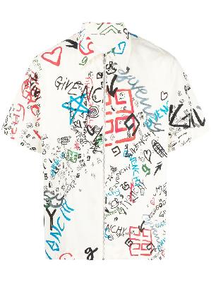 Givenchy - Neutral Graffiti Print Cotton Shirt