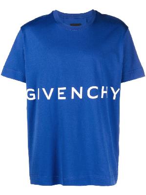Givenchy - Blue Logo Print Cotton T-Shirt