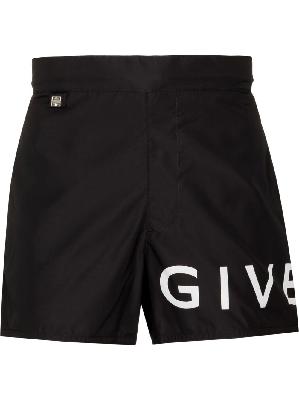 Givenchy - Black Logo Print Swim Shorts