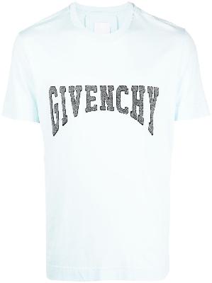 Givenchy - Blue Embroidered Logo Cotton T-Shirt