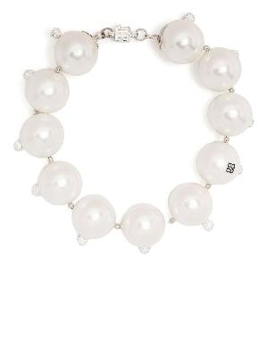 Givenchy - White Large 4G Pearl Crystal Statement Choker Necklace