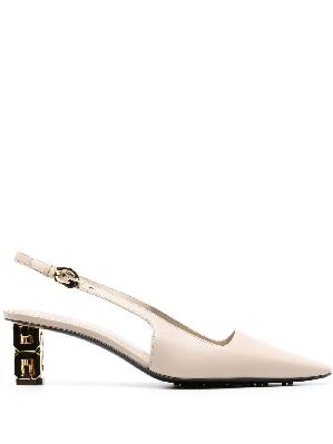 Givenchy - White G Cube 50 Slingback Pumps
