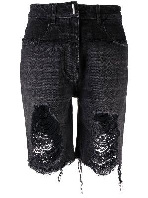 Givenchy - Black Distressed Denim Shorts