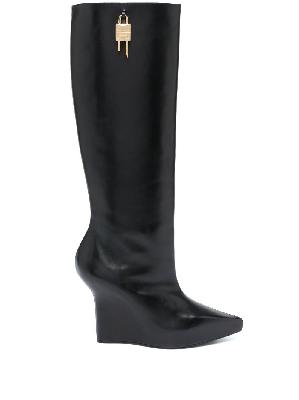 Givenchy - Black G-Lock 110 Wedge Knee-High Boots