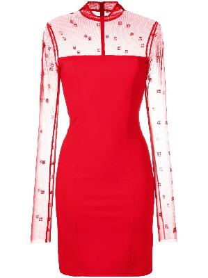 Givenchy - Red Mock Neck Tulle Panel Dress