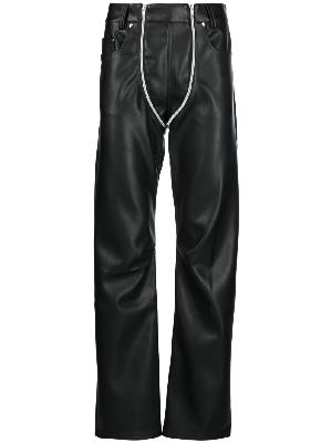GmbH - Black Double Zip Faux-Leather Trousers