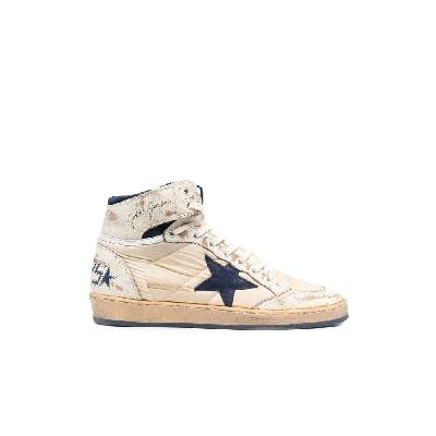 Golden Goose - White Sky-Star High Top Leather Sneakers
