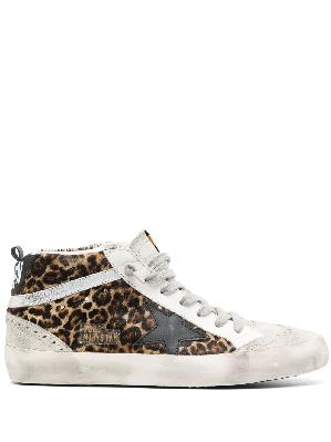 Golden Goose - Brown Mid Star Leopard Print Leather Sneakers